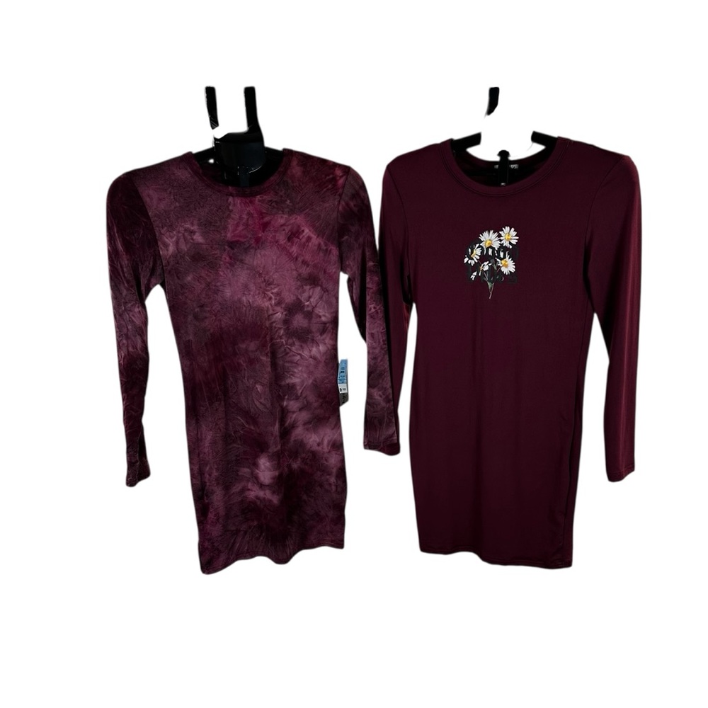J For Justify Burgundy 2-Piece Long Sleeve Mini Dress Set –  Grunge Coquette SzM